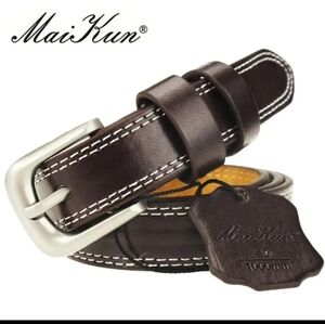 New Ladies Genuine Leather Dark Brown Belt sz 47.2